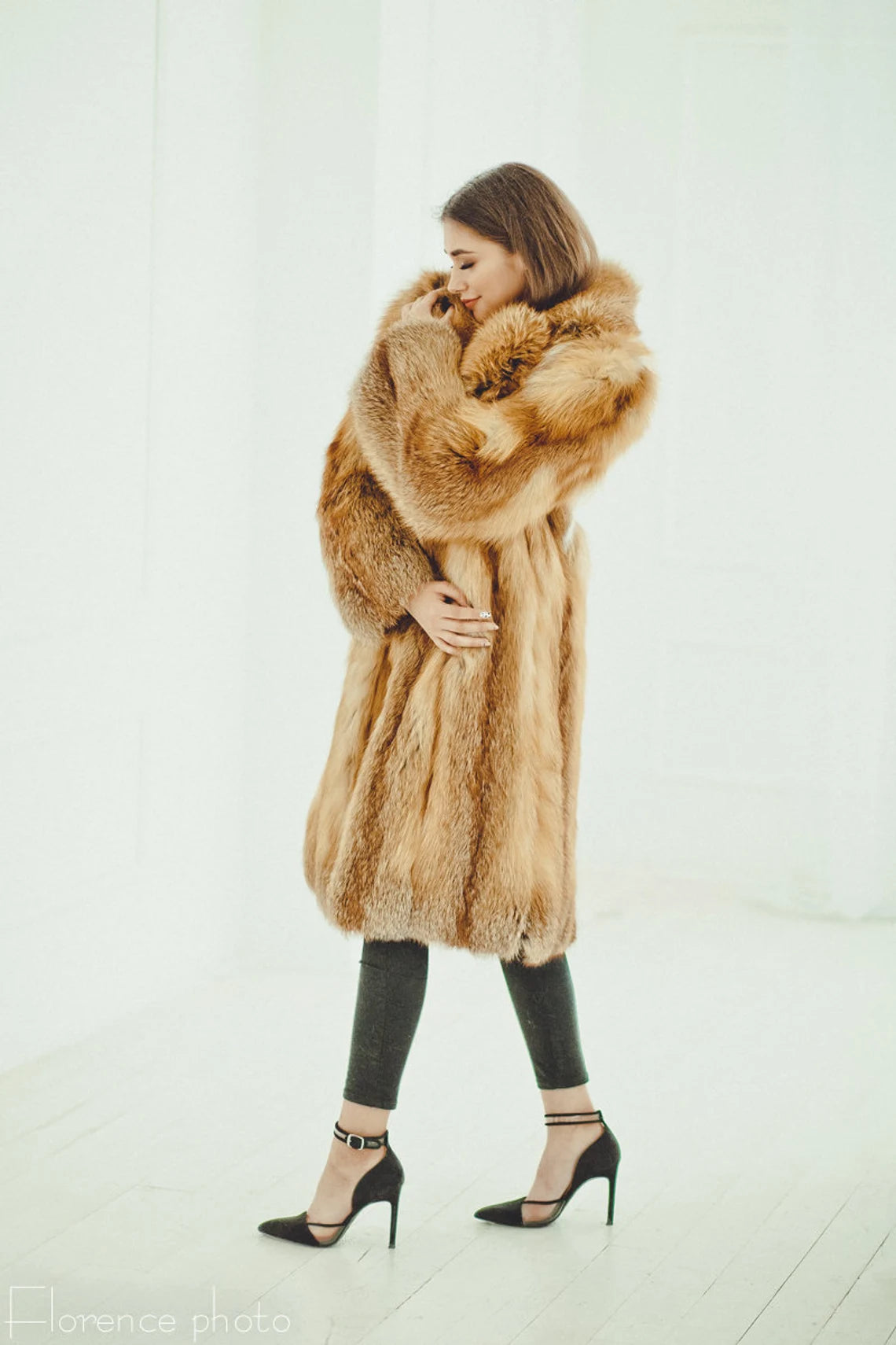 Fox Fur Coat Red | Women's Long Winter Coats | Oversized Fur Jacket | Luxury Gift for Wife