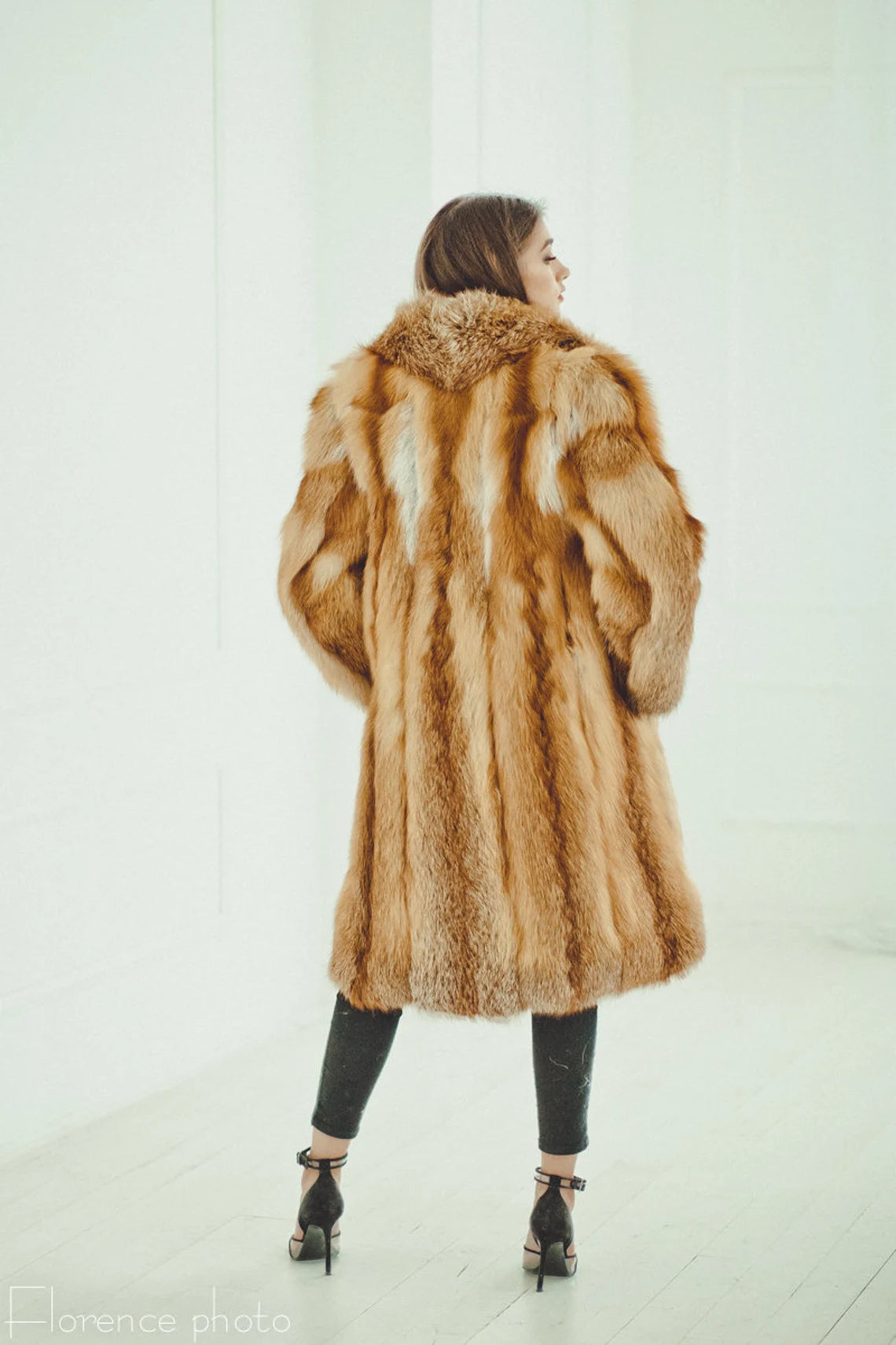 Fox Fur Coat Red | Women's Long Winter Coats | Oversized Fur Jacket | Luxury Gift for Wife