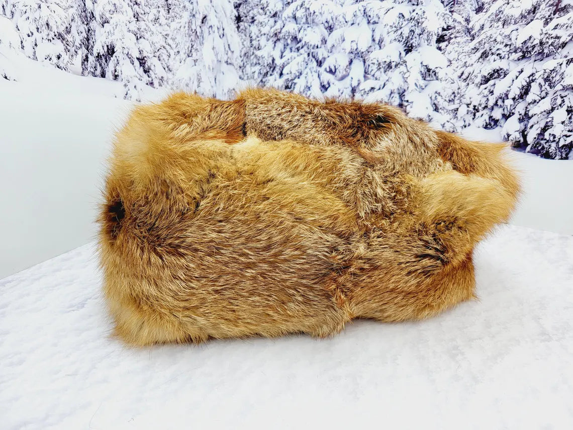 Real red fox fur shopping bag Women genuine fur purse