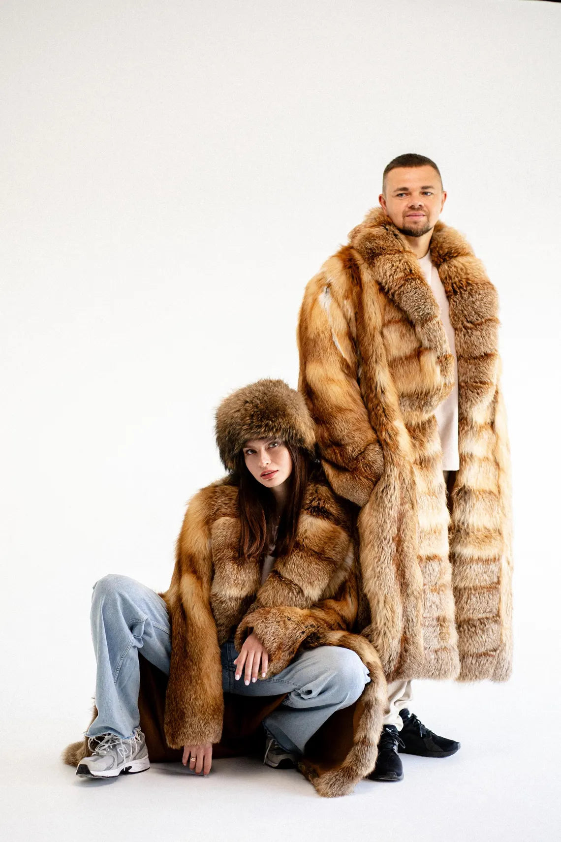 Long Mens Red Fox Fur Coat I Real Fur Outwear I Oversized Fur Coats Male I Luxury gift for men