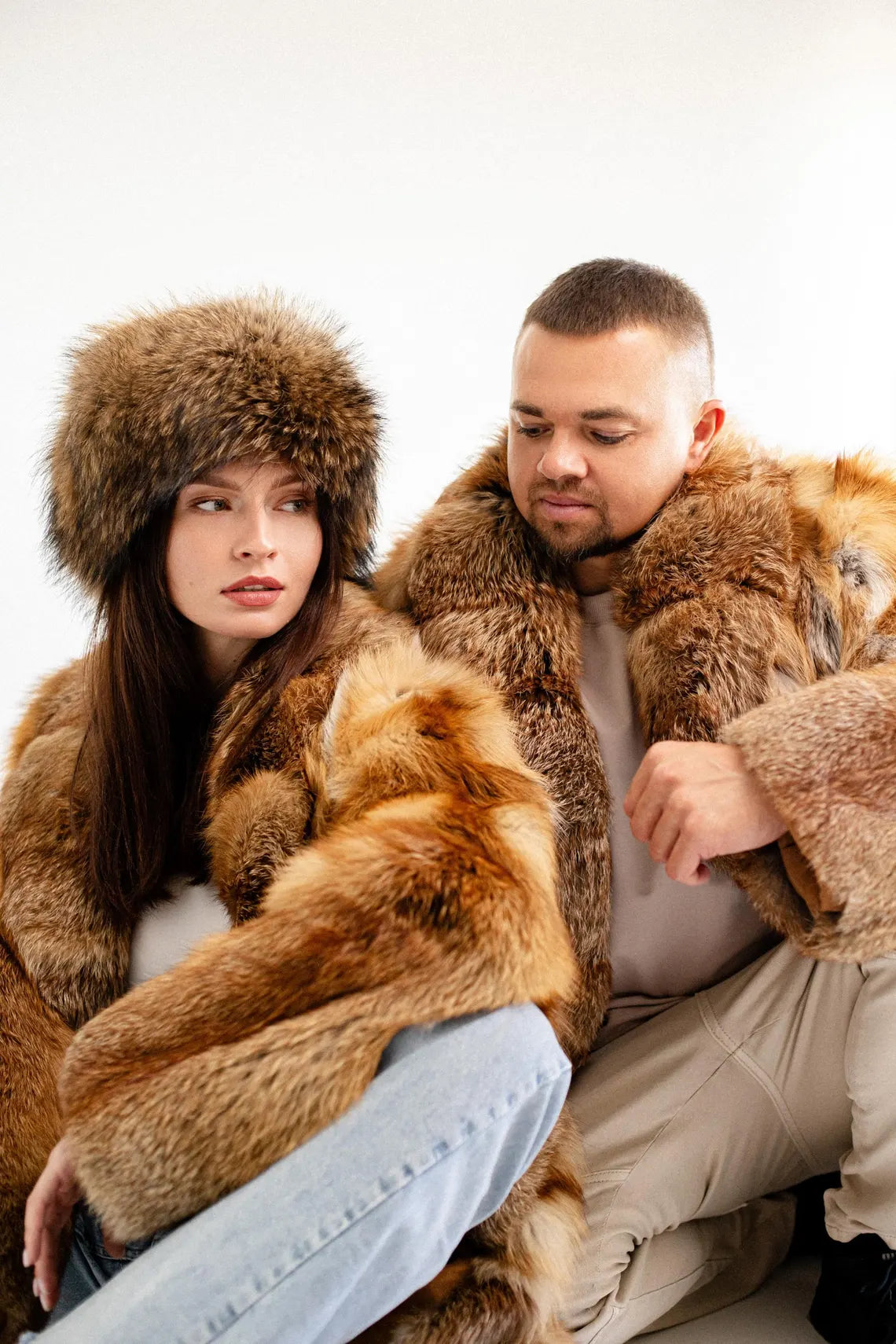 Long Mens Red Fox Fur Coat I Real Fur Outwear I Oversized Fur Coats Male I Luxury gift for men